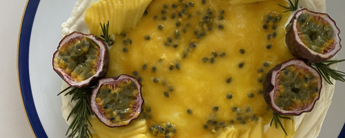 Mango and passion fruit cake
