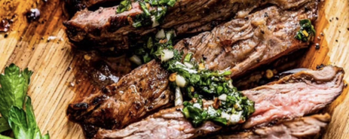 Churrasco con fritos verdes
