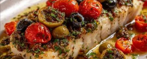 Pescado en salsa tapenade