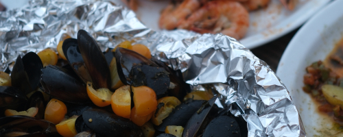 Mussels and prawns